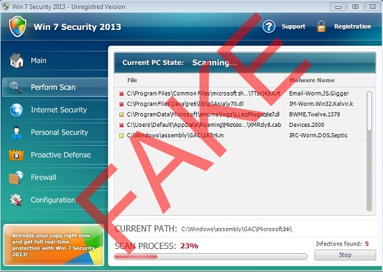 Win 7 Security 2013 malware