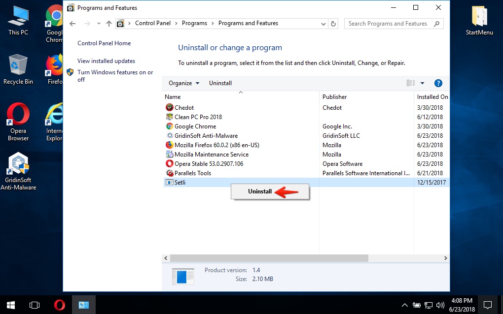 How to uninstall a program in Windows