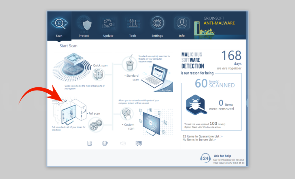 Start Gridinsoft Ant-Malware