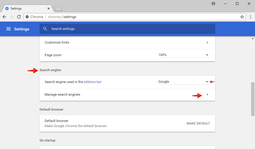 parâmetros do Search Engine do Google Chrome