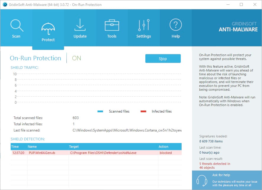 GridinSoft Anti-Malware .HSKDWLG protection